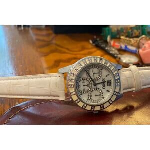 Women's 38mm silver Tone XOXO Watch, Multifunction Look, Crystal Accents